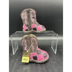 Roper Infant Girls Size 2 Cowbabies Annabelle Pink Brown Faux Leather Boots NEW